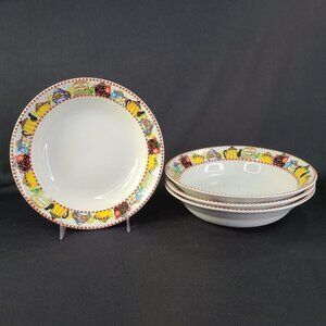 Mary Engelbreit Sakura Bowls Set of 4 Afternoon Tea Teapot Theme Vtg 1994 READ